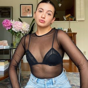 ❤️SOLD❤️ ZARA BLACK SHEER BODYSUIT